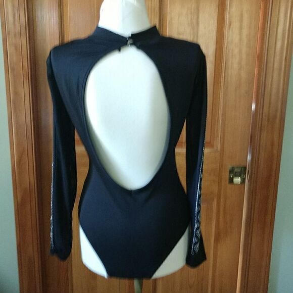 Black and Silver Studded body suit Size Small. Stage Dance Performer - Picture 1 of 5